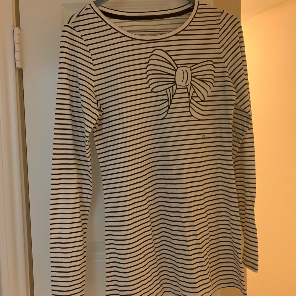 Black and White Striped Petite Dress with a Bow